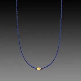 Lapis Necklace with Gold Rice Bead