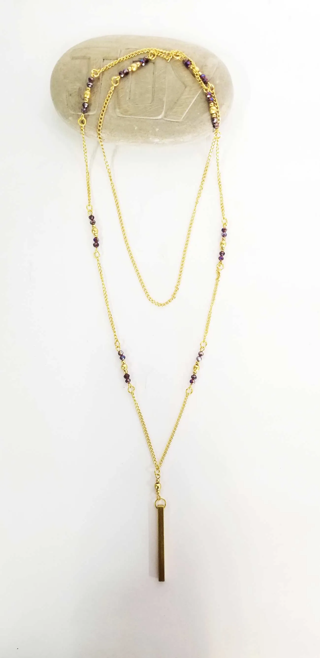 Long Necklace Purple Beads