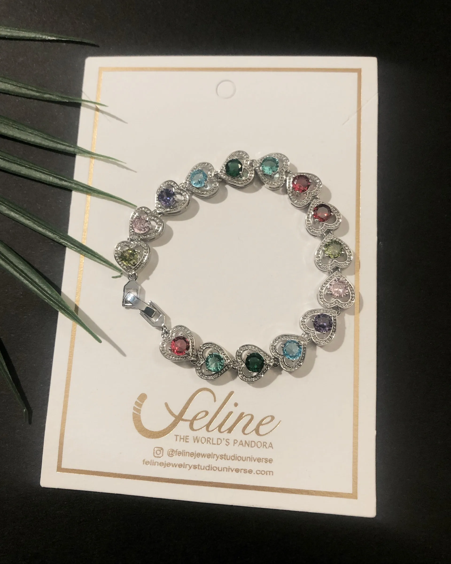 LuiLui Multi Stone Silver Heart Bracelet