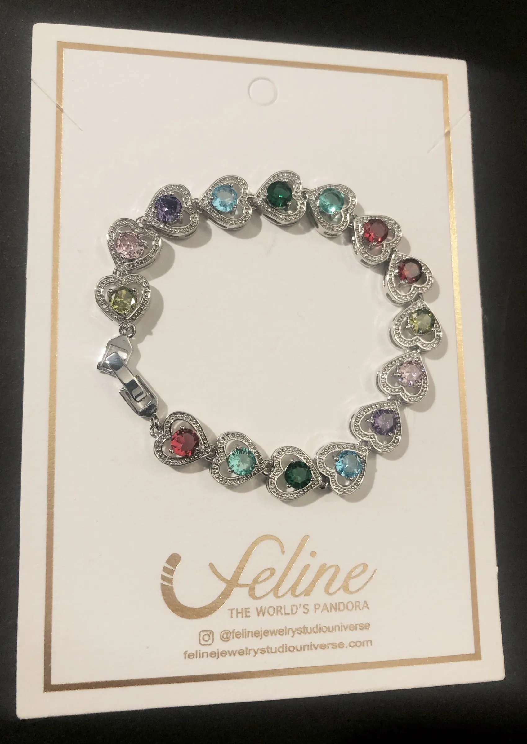 LuiLui Multi Stone Silver Heart Bracelet