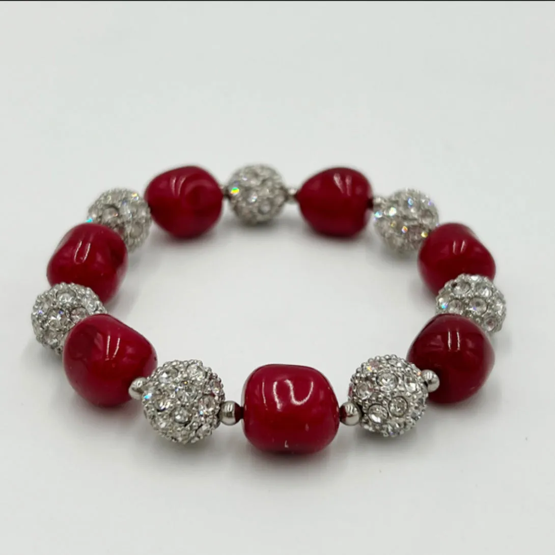 Mens Bead Bracelets Red