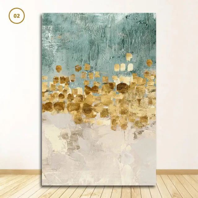 Modern Abstract Gold Beige And Jade Blue Luxury Wall Art Fine Art Canvas Prints Nordic Style Contemporary Wall Art Modern Interior Decor