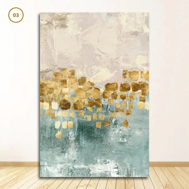 Modern Abstract Gold Beige And Jade Blue Luxury Wall Art Fine Art Canvas Prints Nordic Style Contemporary Wall Art Modern Interior Decor