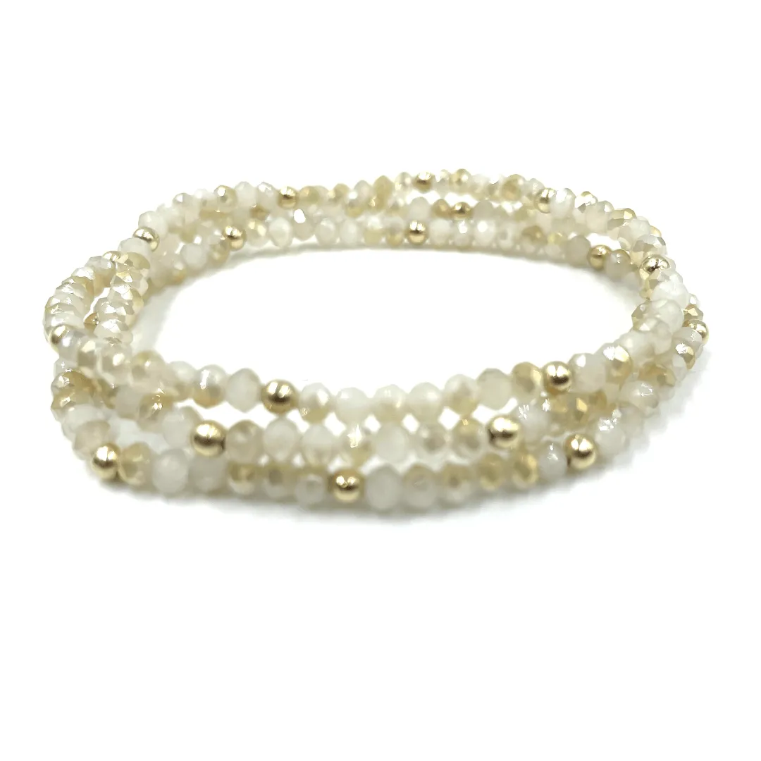 OG Shimmer Bracelet Stack in Winter White   Gold Filled