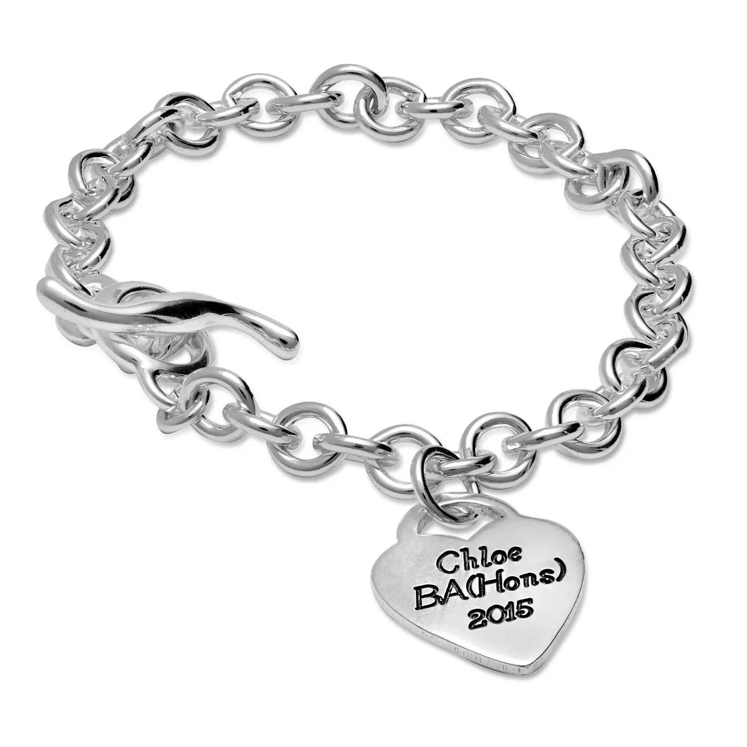 Personalised Heart Silver Charm Bracelet