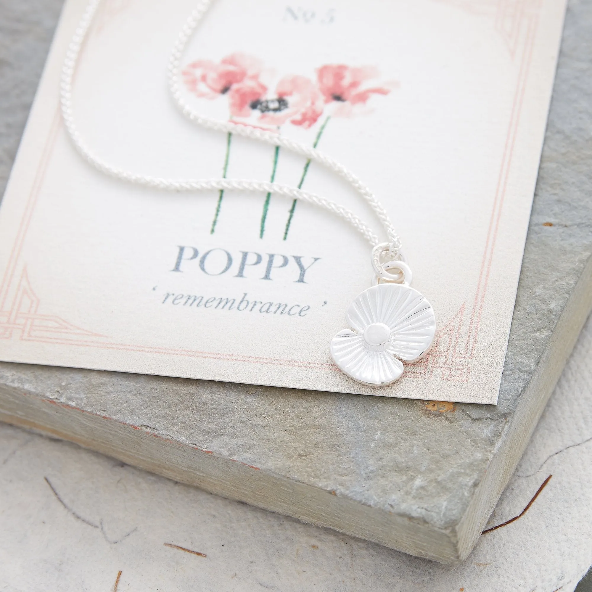 Poppy Flower Silver Charm