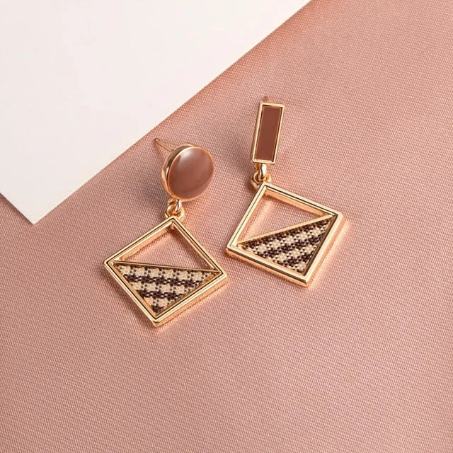 Round Dangle Geometric Drop Earrings For Women