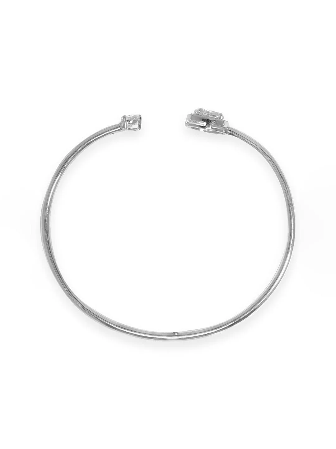 Rubans 925 Sterling Silver Zirconia Handcrafted Rhodium-Plated Kada Bracelet