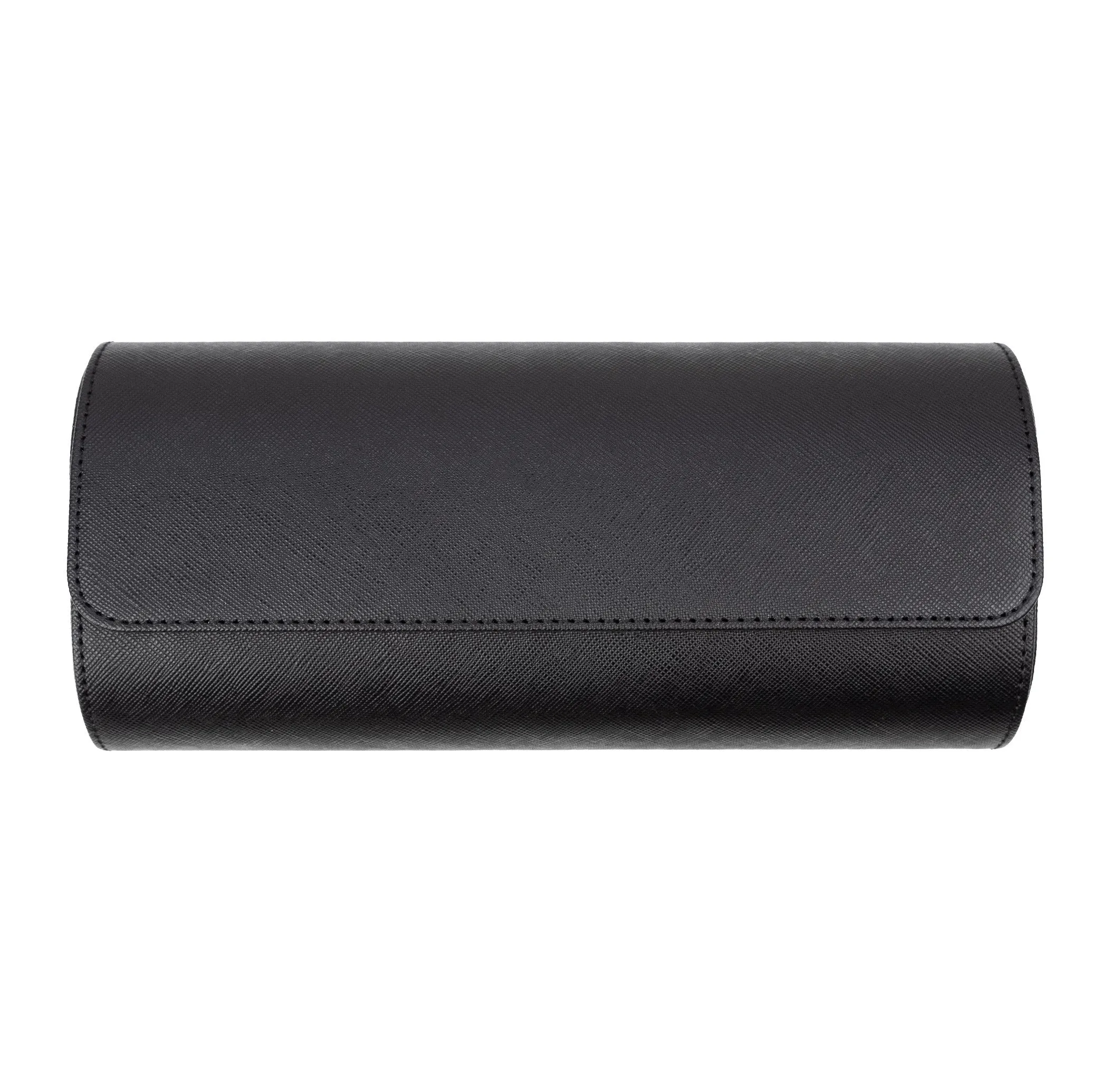 Saffiano Leather Watch Case in Black (3 Slots)