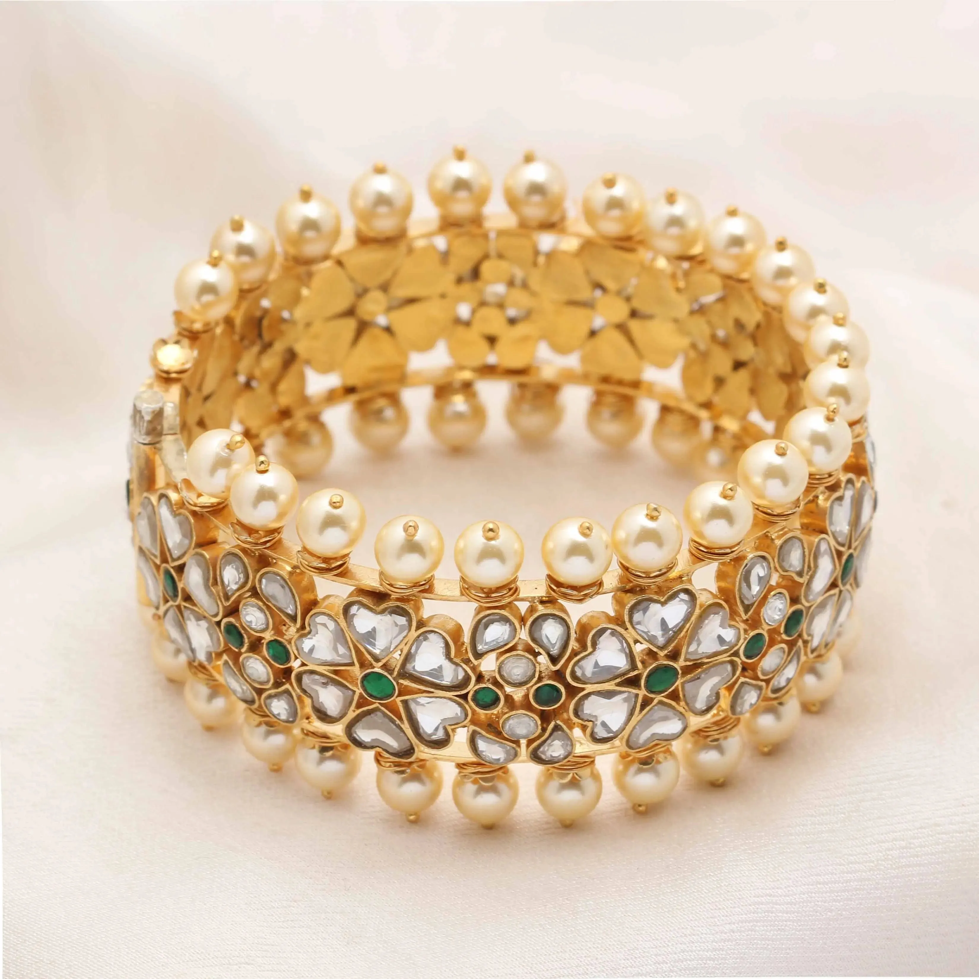 Silver Gold Plated jadau bangle