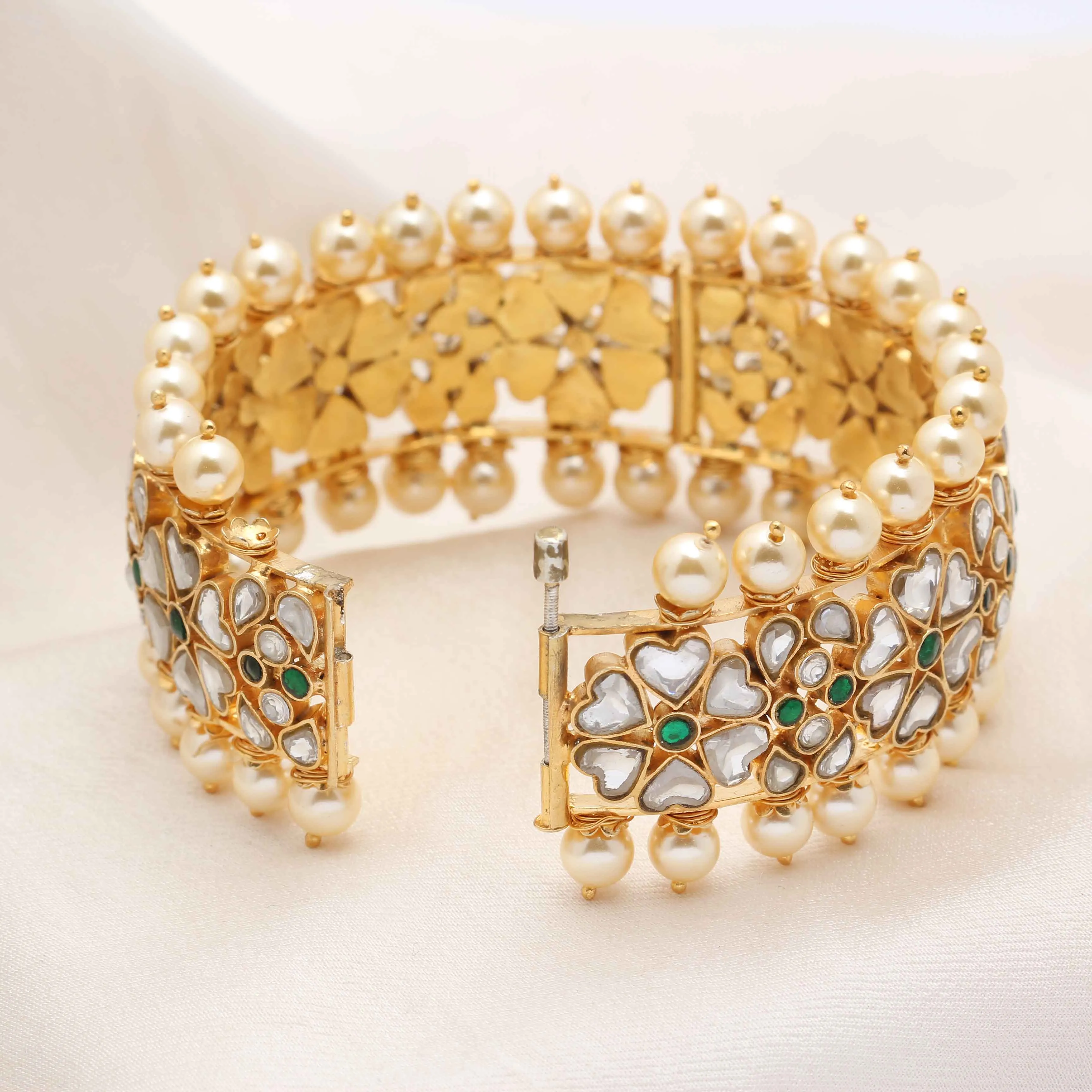 Silver Gold Plated jadau bangle