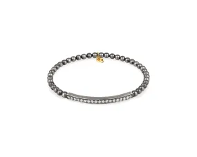 Sterling Silver Diamond Bar Stretch Bracelet