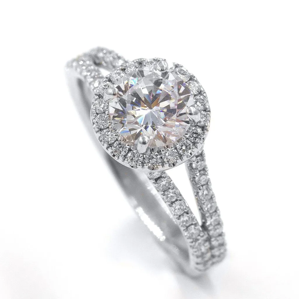 TASHA | Round Halo Split Shank Engagement Ring