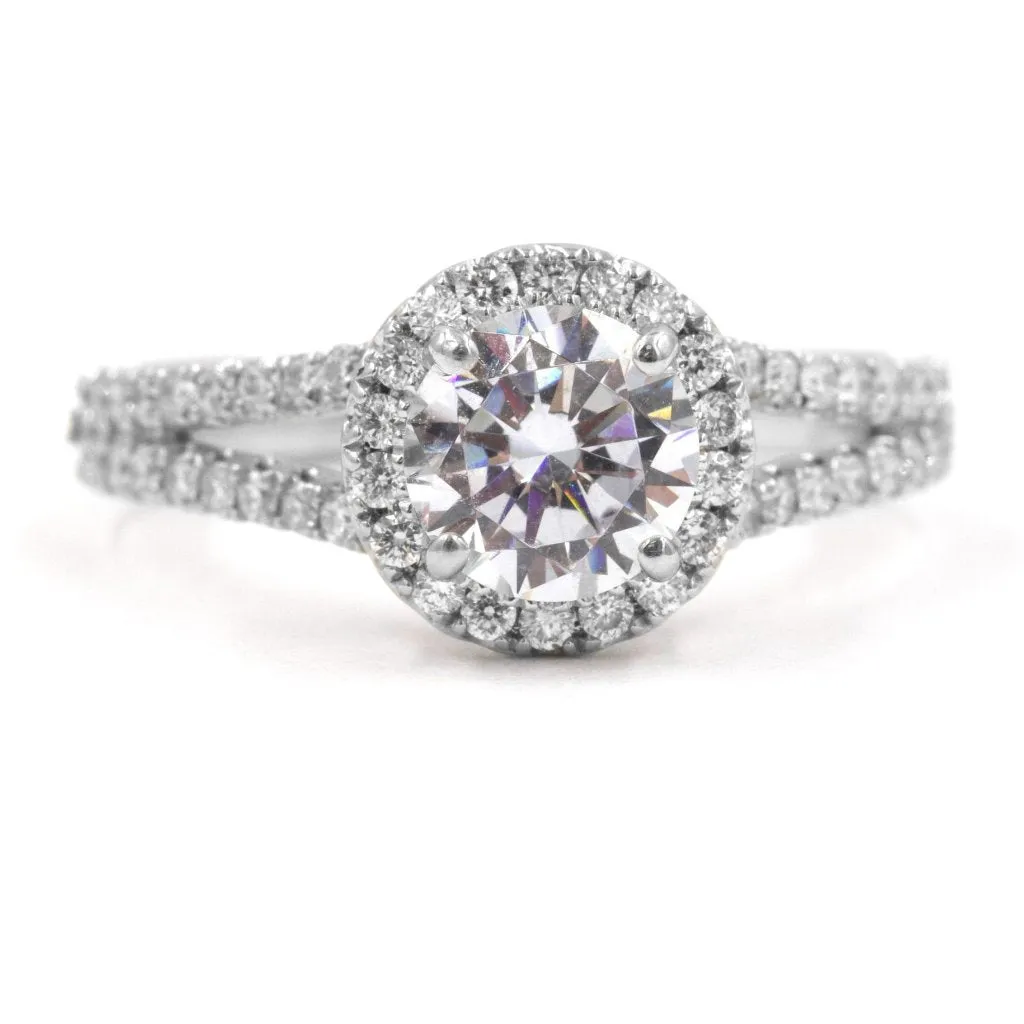 TASHA | Round Halo Split Shank Engagement Ring