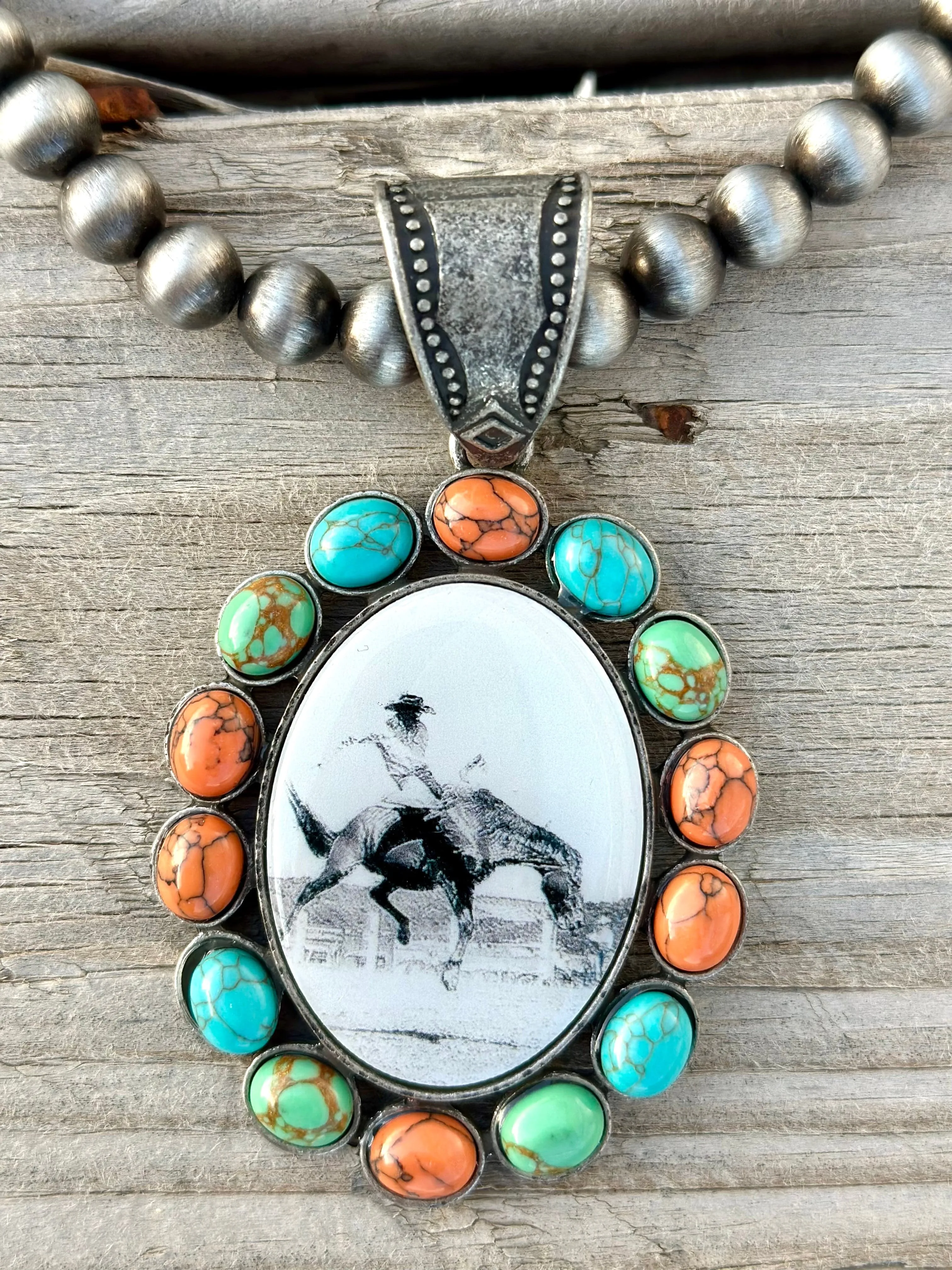 The Big Valley Bucking Horse  Pendant Necklace