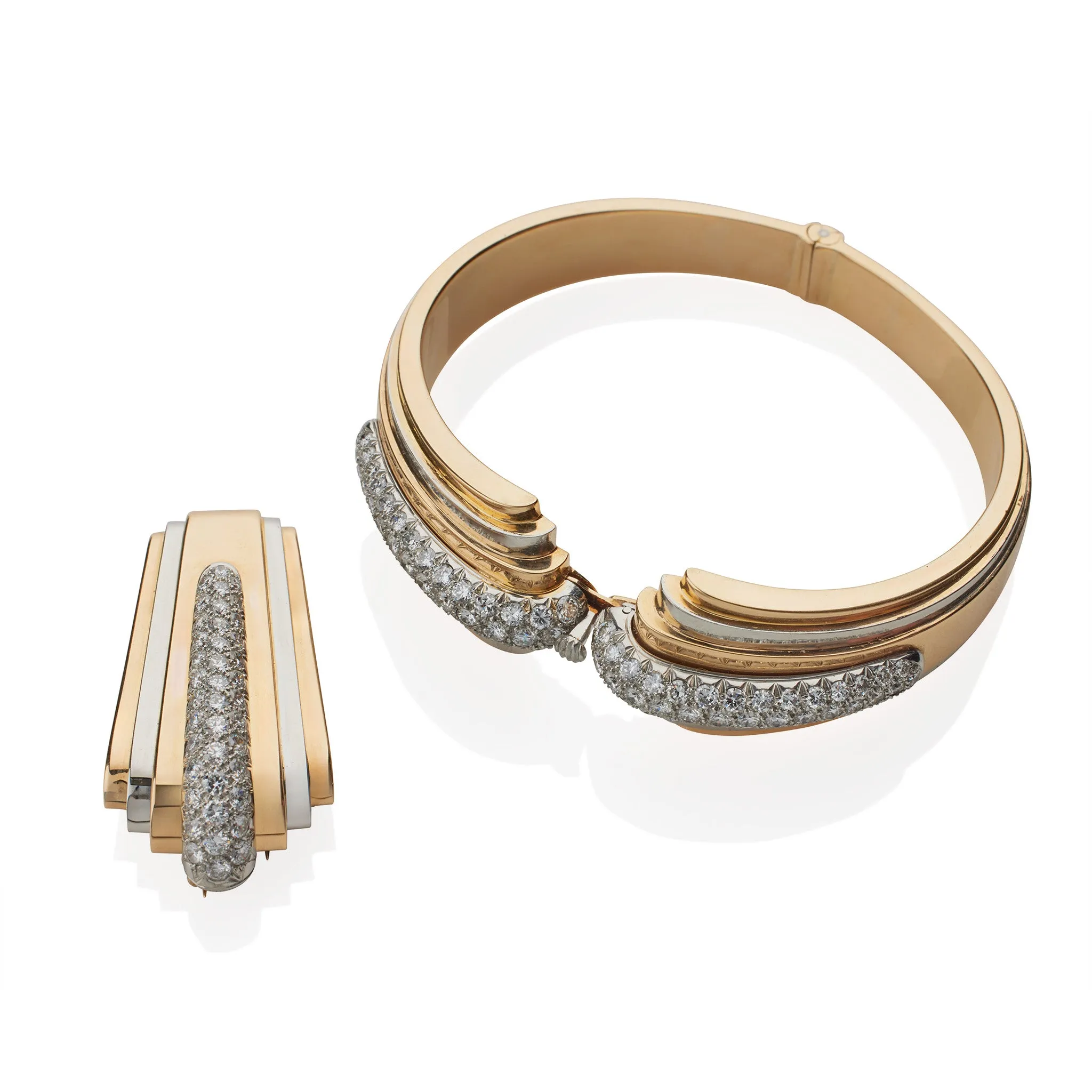 Tiffany & Co. Art Moderne Bracelet and Clip Set