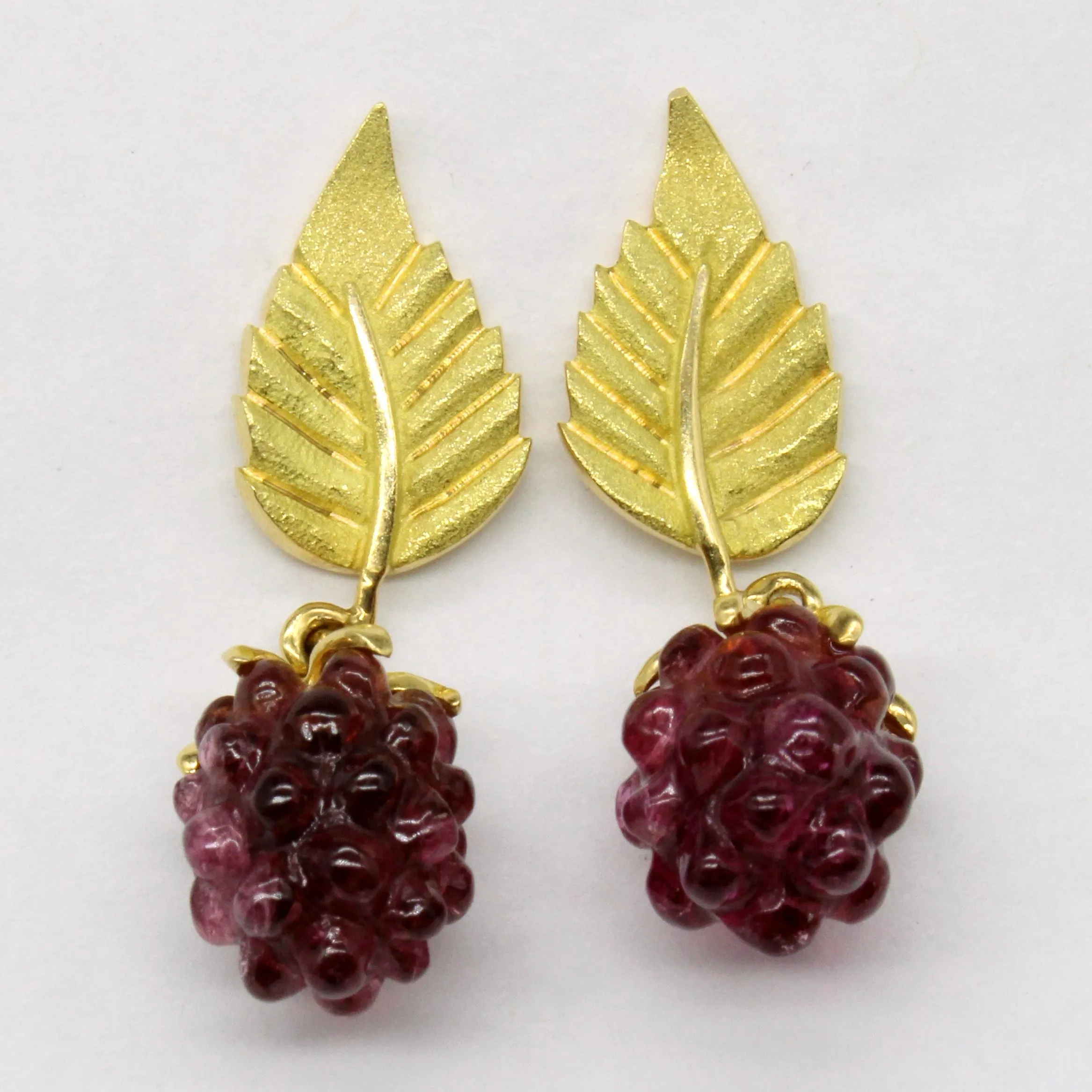 'Tiffany & Co' Pink Tourmaline Carved Raspberry Earrings | 12.00ctw |