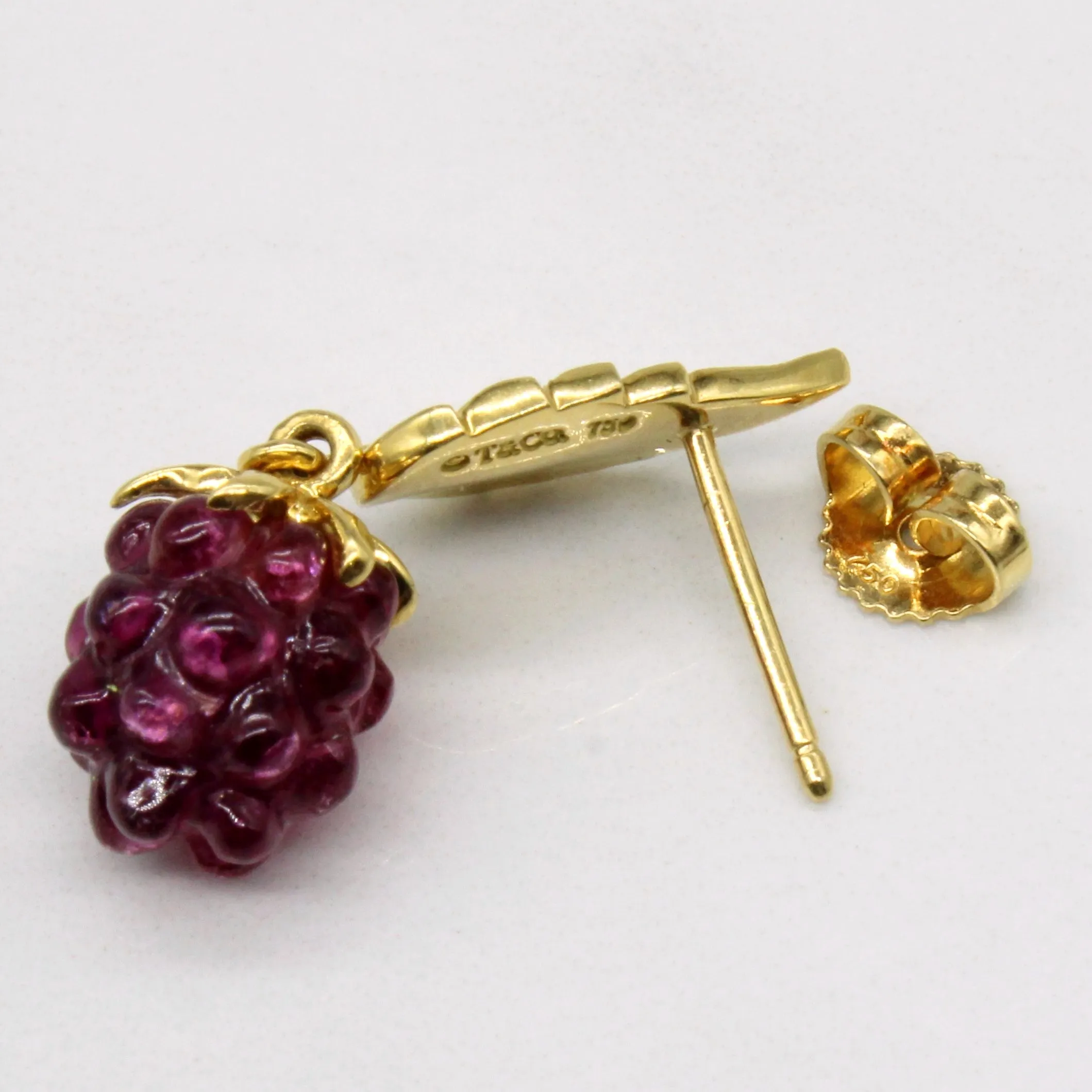 'Tiffany & Co' Pink Tourmaline Carved Raspberry Earrings | 12.00ctw |