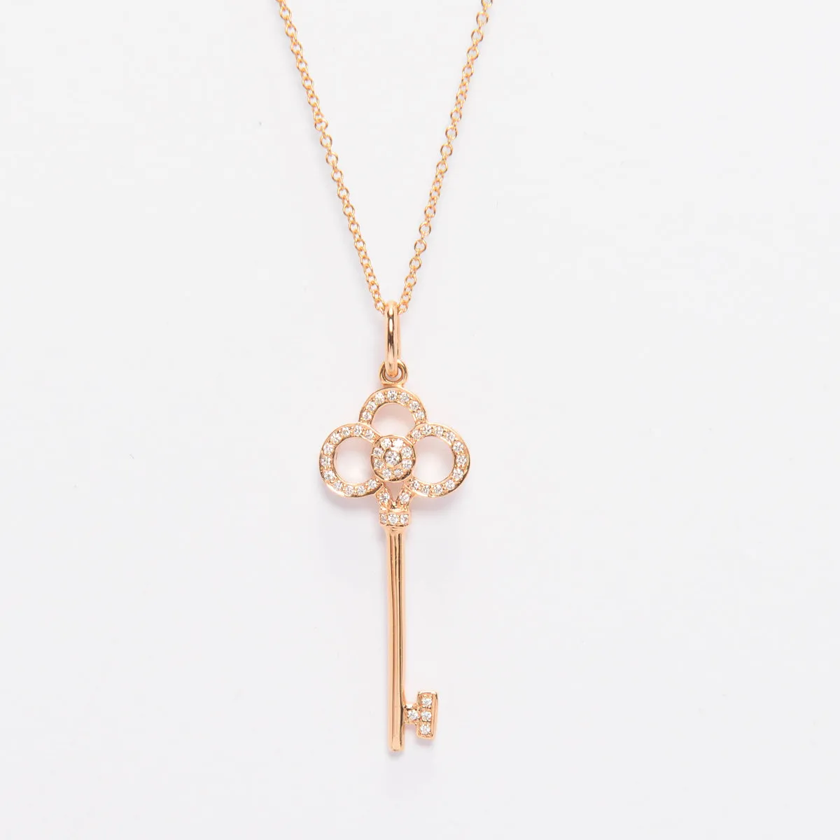 Tiffany & Co Rose Gold & Diamonds Crown Key Pendant