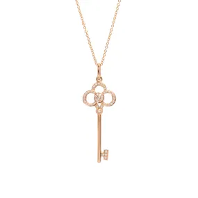 Tiffany & Co Rose Gold & Diamonds Crown Key Pendant