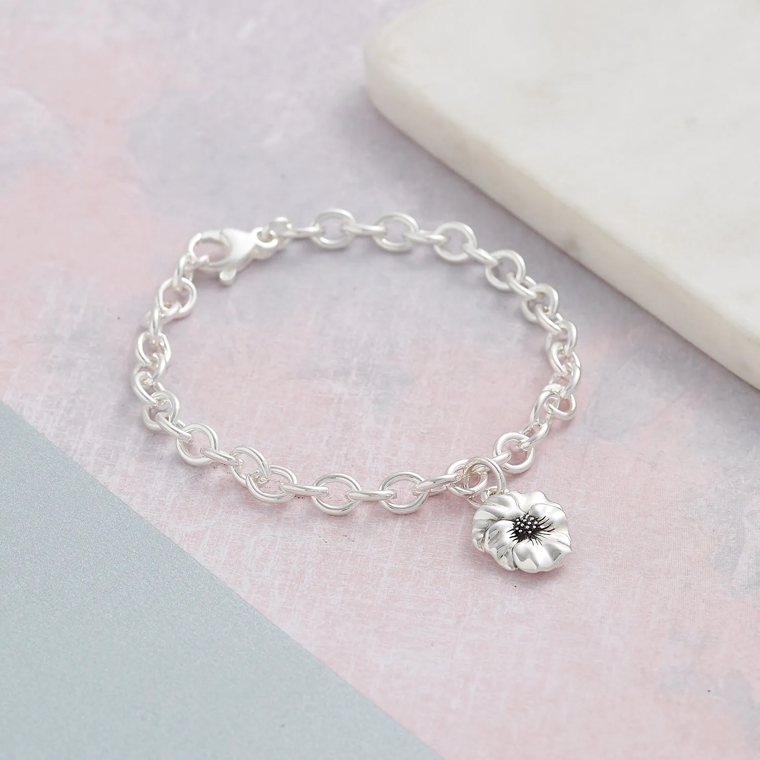 Violet Silver Charm Bracelet