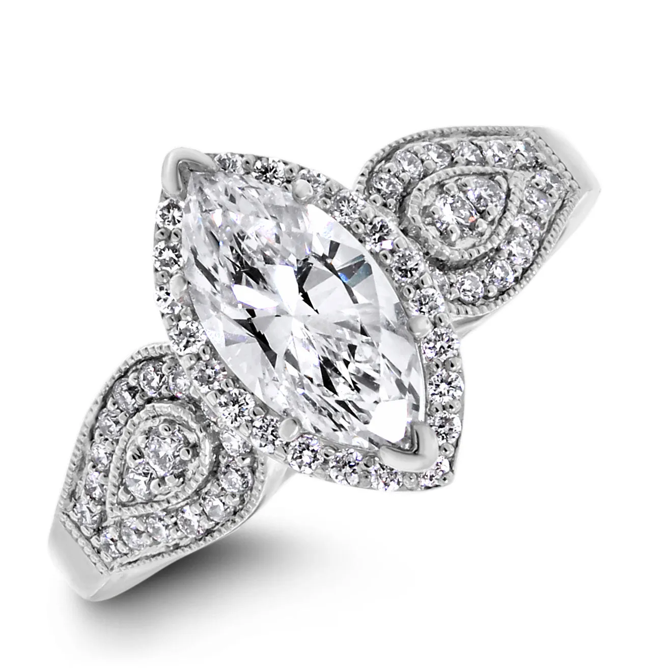 White Swan Engagement Ring (1.00 ct Marquise IJ SI1 Diamond) in White Gold